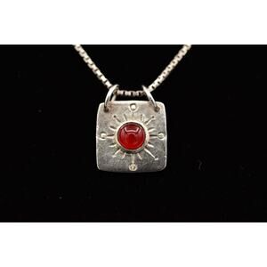 MM 95 Cabochon Pendant Necklace Sterling Silver Italy Signed Bin8